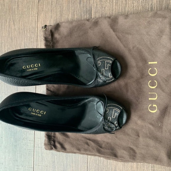 Authentic Gucci Wedge Peep Toe Shoes - Picture 5 of 8
